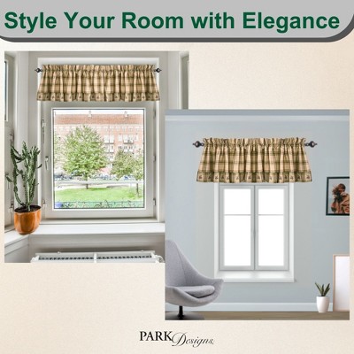Park Designs Plaid Pine Lodge Cotton Valance with Embroidered Pinecones