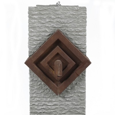 Gray and Brown Resin Column Outdoor Fountain with LED Light