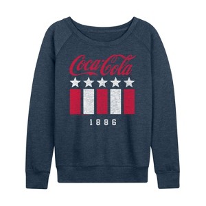 Women's - Coca-Cola - 1886 Stars Stripes Lightweight French Terry Wide Neck Long Sleeve Shirt - 1 of 4
