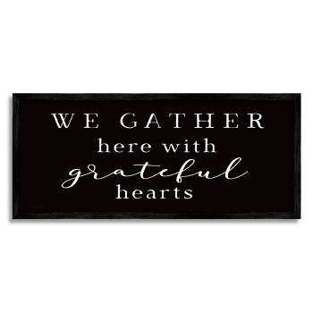 Stupell Industries Gather With Grateful Hearts Family Typography Sign Black Framed Giclee Art
