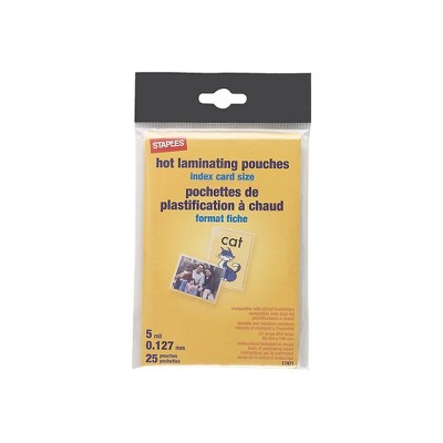 Staples 5 mil Index Card Size Thermal Laminating Pouches 25 pack 17471
