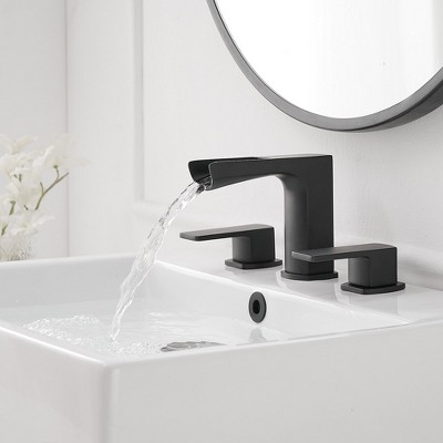 Matte Black Stainless Steel Waterfall Double-Handle Faucet Set