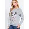 Slickblue Women's Long Sleeve French Terry Pullover Top with Sequin Detail - Bone/Heather Grey/Sepia - Size S-L - 4 of 4