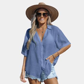 Women's Button-Front Cover Up Shirt - Cupshe