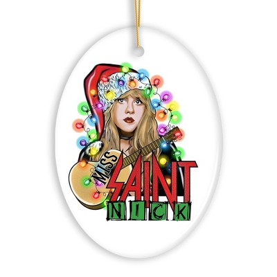 Iconic Miss Saint Nick Bohemian Christmas Ornament, Poetic Guitarist Feminine Rock Theme| OrnamentallyYou