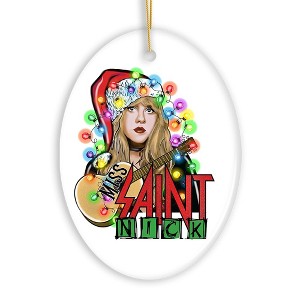 Iconic Miss Saint Nick Bohemian Christmas Ornament, Poetic Guitarist Feminine Rock Theme| OrnamentallyYou - 1 of 4