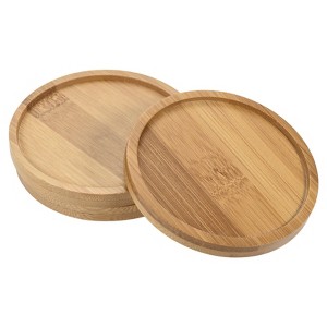 Unique Bargains Indoor Round Bamboo Planter Saucer Drip Tray Plant Drainage Trays 3 Pcs - 1 of 4