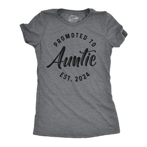 Womens Promoted To Auntie 2023 2022 2021 Tshirt Funny New Baby Family Graphic Tee - Crazy Dog Women's T Shirt - 1 of 4