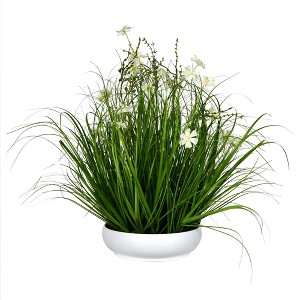 Vickerman Artificial Cream Potted Artificial Cosmos and Grass - 1 of 2