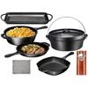 Bruntmor Pre Seasoned Cast Iron 7 Piece Bundle Kitchen Cooking Or Camping Cooking Set, Black - image 2 of 4