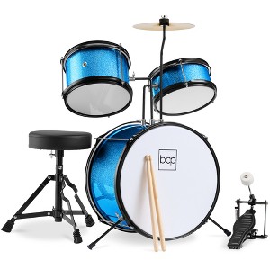 Best Choice Products Kids Beginner 3-Piece Drum, Musical Instrument Set w/ Sticks, Cushioned Stool, Drum Pedal - 1 of 4