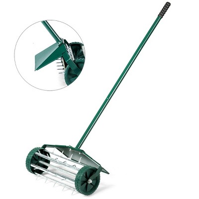 Costway 18-inch Rolling Lawn Aerator Rotary Push Tine Spike Soil ...