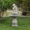 LuxenHome 33” Resin Cherub Angel Bird Bath Outdoor Water Fountain with Cascading Water Flow Gray - 2 of 4