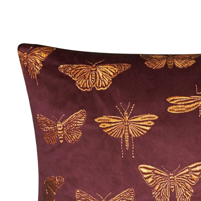 13"x20" Oversize Embroidered Butterflies and Moths Lumbar Throw Pillow - Edie@Home, 4 of 7