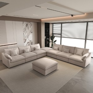 Modular Sectional Sofa with Ottoman,156" U Shaped Down Filled Cloud Couch,8 Seater Convertible Living Room Sets,Cover Washable and Replaceable - 1 of 4