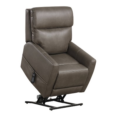 Gray Faux Leather Lift Recliner with USB Charging