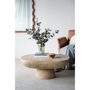 36" 100% Magnesium Oval Coffee Table with Pedestal Base for Living Room and Modern Interiors - 1 of 4