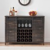 Dark Brown Wine Bar Cabinet,47" Farmhouse Coffee Bar Cabinet with Sliding Barn Door, Buffet Sideboard Cabinet with 16 Bottle Wine Rack for Dining, Li - 3 of 4