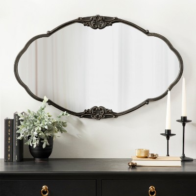 Novella Black Baroque-Inspired Ornate Wall Mirror