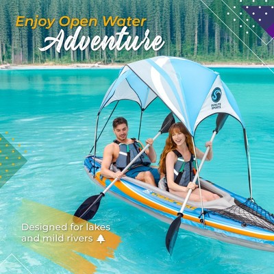 Sunlite Sports 2-Person Blue Inflatable Kayak with Sunshade Canopy