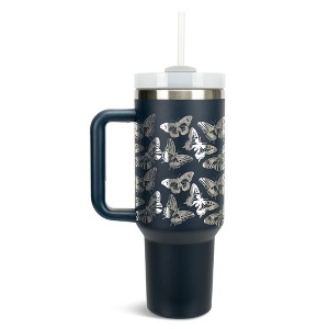 Elanze Designs Monarch Butterfly Spring Garden Wrap-Around 40 Oz. Stainless Steel Water Bottle Coffee Mug, Spill & Leak Resistant, Travel Tumbler with - 1 of 4