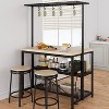 Black & Natural 42" Kitchen Island with Wheels – Microwave Stand & Baker's Rack, 3-Tier Shelves, 5 Hooks, Removable Top - 2 of 4