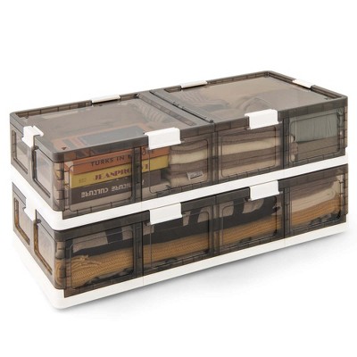 Costway 2/4 Pack 26.5 Gal Under Bed Storage Containers with Wheels Double Opening Lids