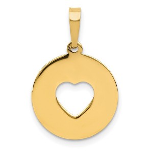 Black Bow Jewelry 14k Yellow Gold Disc with Cut Out Heart Pendant, 15mm - 1 of 4