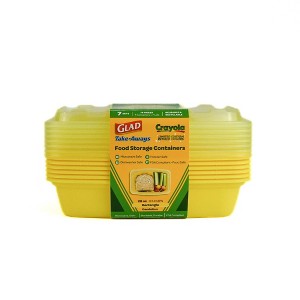 Glad Take-Aways Crayola Retired Colors 28oz/7pk Rectangle Food Storage Containers - Dandelion - 1 of 4