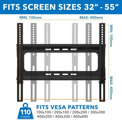Black Adjustable TV Stand with Mount and Tempered Glass Shelves
