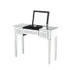 FURNIinspire Vanity Tables Makeup Vanity Desk Modern Dressing Table with Drawer, Flip-Top Mirror, Crushed Diamond Inlay, Silver, 39.8"*15"*30.8" - 4 of 4