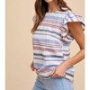 Women's Stripe Ruffle Sleeve Top - AnnieWear - 2 of 3