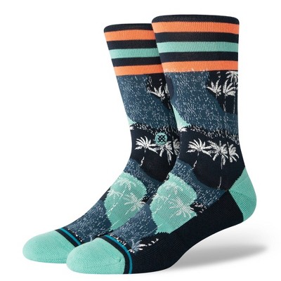 STANCE x WADE Men's Camo Print Palm Crew Socks - Blue L