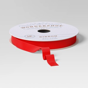 18' Christmas Fabric Ribbon Red Grosgrain - Wondershop™ - 1 of 3