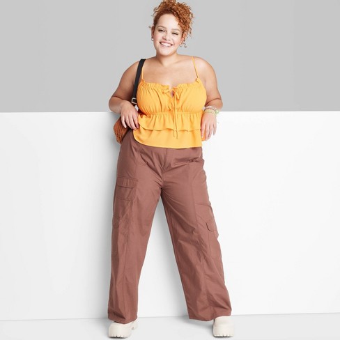 Women's Low-rise Wide Leg Cargo Pants - Wild Fable™ Brown 3x : Target