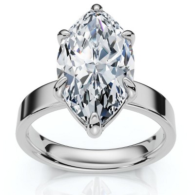 Pompeii3 Certified 2Ct Marquise Cut Flat Cigar Band Engagement Ring 14k Gold Lab Created