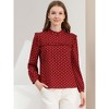 Allegra K Women's Vintage Ruffle Stand Collar Long Sleeves Polka Dots Blouse - 2 of 4