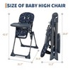 Baby High Chair, Foldable Feeding Chairs for Babies and Toddlers, Adjustable Height/Backrest/Footrest, Removable Tray, Fast Folding - 2 of 4