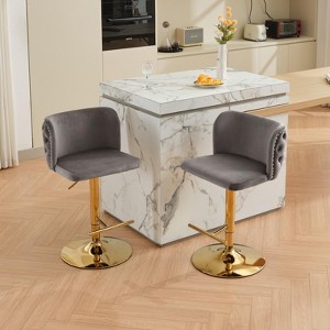 INFURNIC Counter and Bar Stools Swivel Velvet Barstools Tufted Back with Gold Base for Home Kitchen Island, Gray, 18.1"*19"*42.9" - 1 of 4
