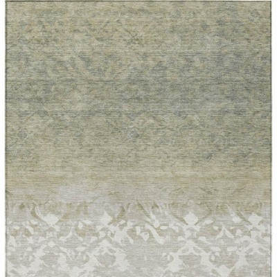 HomeRoots 3' X 5' Beige And Taupe Damask Washable Indoor Outdoor Area Rug