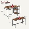 47" Dining Table Set for 4, 3 Pieces Kitchen Table Set with 2 Benches, Wine Rack and 2-Tier Storage Shelves, for Home, Brown - 2 of 4