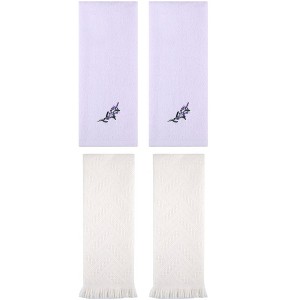 REGALWOVEN 4 Pcs Bathroom Decor Cotton Soft Absorbent Floral Embroidered Hand Towel 13" x 29" - 1 of 4