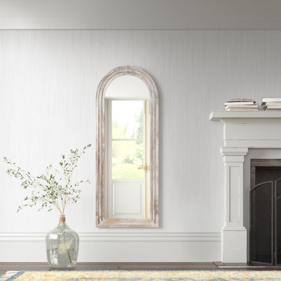 Hanging Silver Full Length Wall Mirror Hallway Mirror And Hooks,Thin Metal Frame Mirror,Rounded Edge Mirror,Bedroom Wall Mirror-The Pop Home