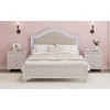 MAYEERTY Modern Queen Size Wood Bed with Hidden LED Light Upholstered Curved Headboard, No Box Spring Needed, Cream Gray - 3 of 4