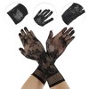 Unique Bargains Women's Lace Fishing Net Long Sunblock Mittens Black 1 Pair - 2 of 4