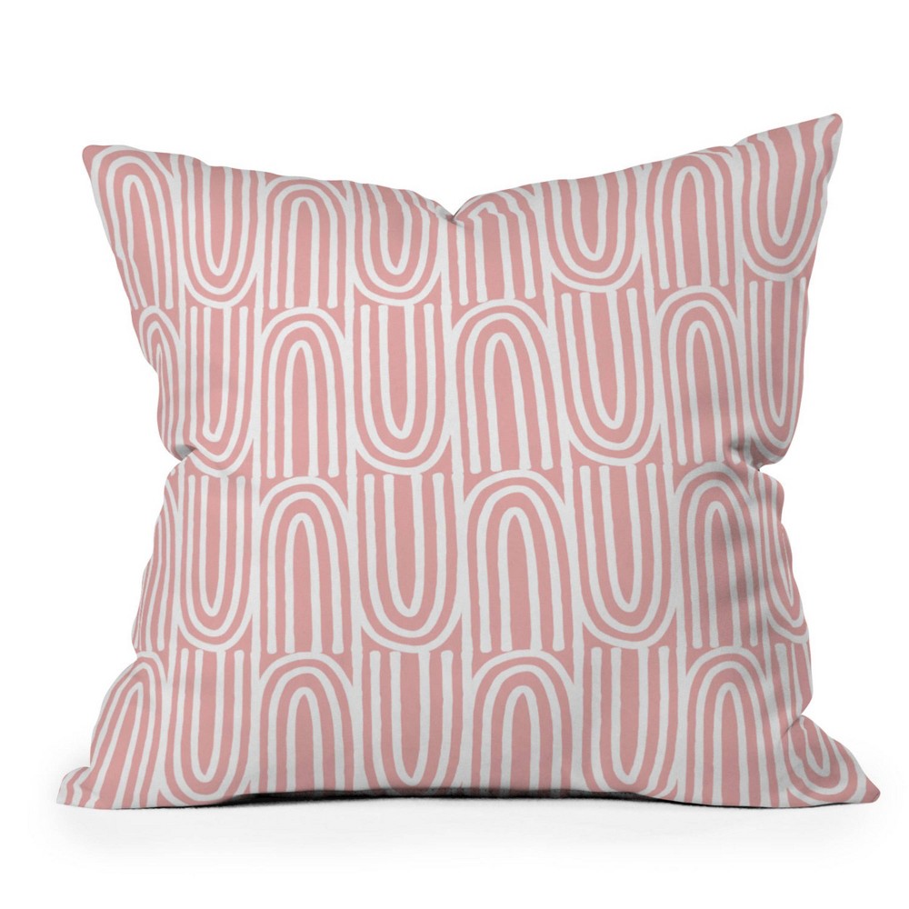 Photos - Pillow 26" x 26" Mirimo Bows Outdoor Throw  Pink/White - Deny Designs: UV & Mildew Resistant, Square Shape