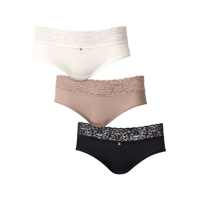 VENUS Womens Pearl By VENUS® Lace Trim Hipster 3 Pack