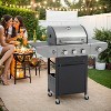 ELJGET 3/4 Burner BBQ Propane Gas Grill with Side Burner, Outdoor Stainless Steel Patio Garden BBQ Grill with Lid, Wheels for Outdoor Camping - 2 of 4