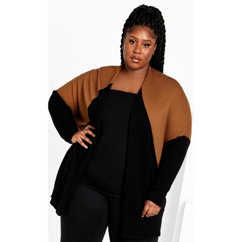 Avenue  Women's Plus Size Splice It Cardigan - Black - 30w/32w