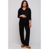 PinkBlush Black Ribbed Soft Knit Long Sleeve Maternity Pajama Set - 4 of 4